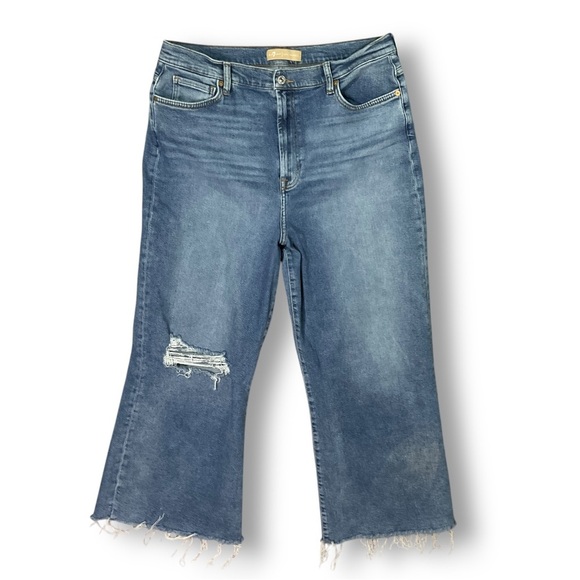 7 For All Mankind Ultra High Rise Cropped Jo Jeans Sz 34 Stretch Distressed - Picture 2 of 13
